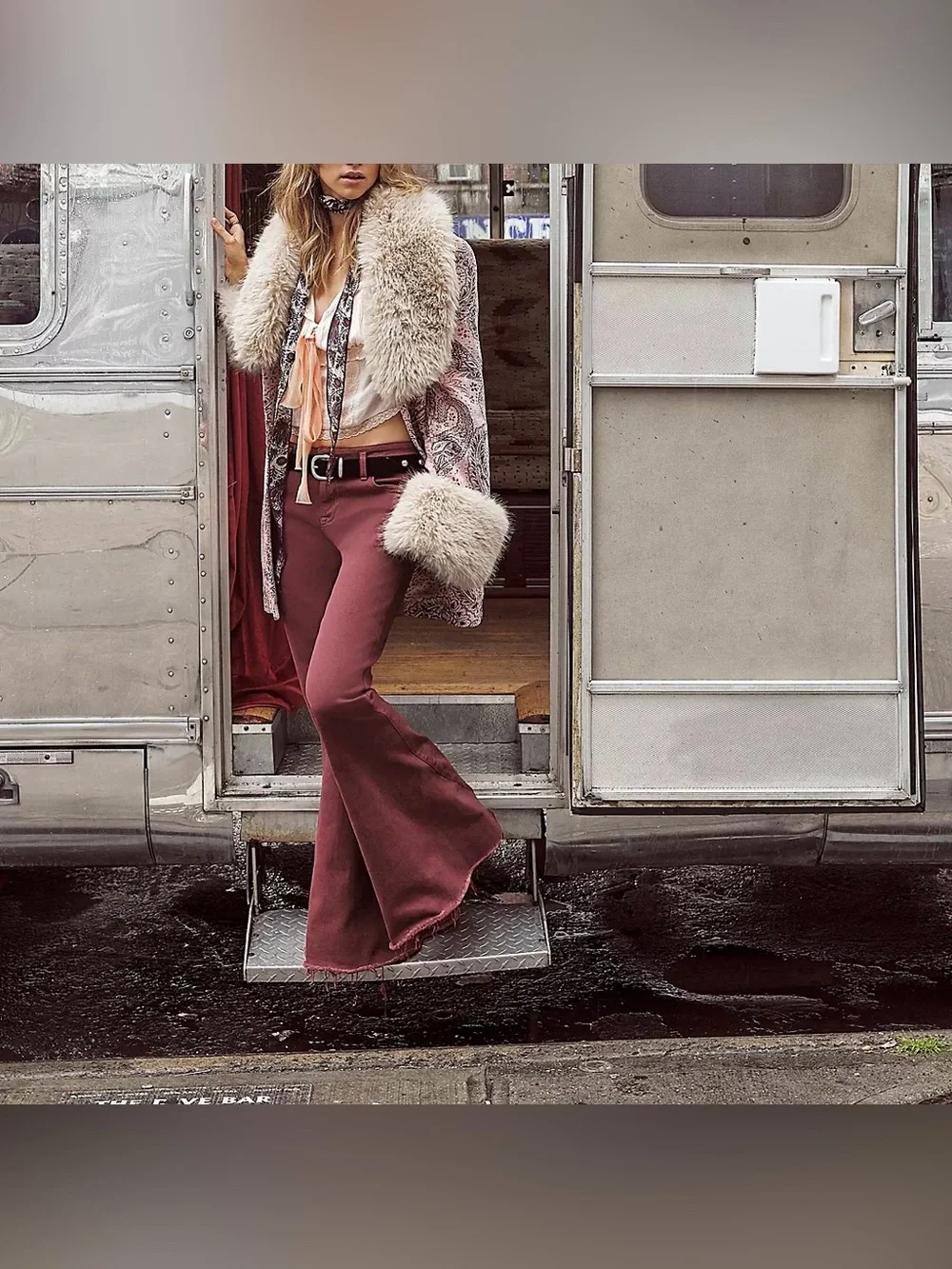 NWT Free People We The Free Emre Low-Rise Flare Jeans - Red Bark Maroon - 28